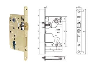 SERRATURA CENTRO CON FORO CILINDRO BORDO TONDO OTT. LUC. FRONT. MM.22- - mm.50 (B01024.50.03) - 1 pezzi AGB