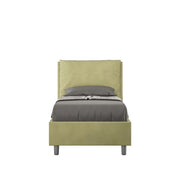 Letto singolo contenitore imbottito 80x190 microfibra tè verde Antea
