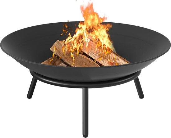 Camino da Focolare - 55,5 cm - Misuratore del Fuoco - Nero - Acciaio di Carbonio - 2-in-1