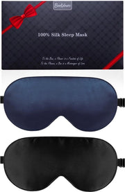 Slaapmasker in set da 2, con cintura regolabile, realizzato in 100% seta naturale puro, blocca la luce per il sonno, yoga e viaggi