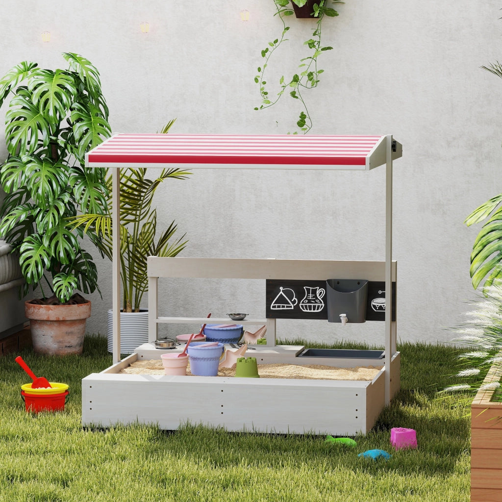 Casetta per Bambini in Legno con Cucina Giocattolo ¨C zephmum ¨C 114x110x110 cm Grigio