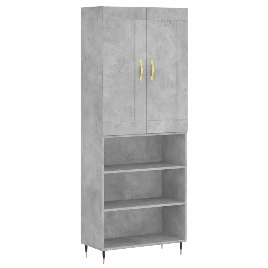 Credenza-Buffet-Armadio da cucina Grigio Cemento 69,5x34x180 cm in Legno Multistrato 998562