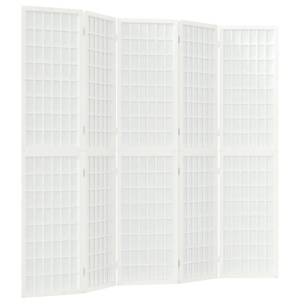 Divisorio Ambienti | Divider per stanze | Paravento Pieghevole 5 Pannelli Stile Giapponese 200x170 Bianco