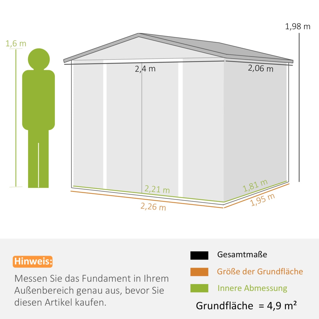 Capanno da giardino in metallo ¨C zephmum ¨C Teak 240x206x198 cm