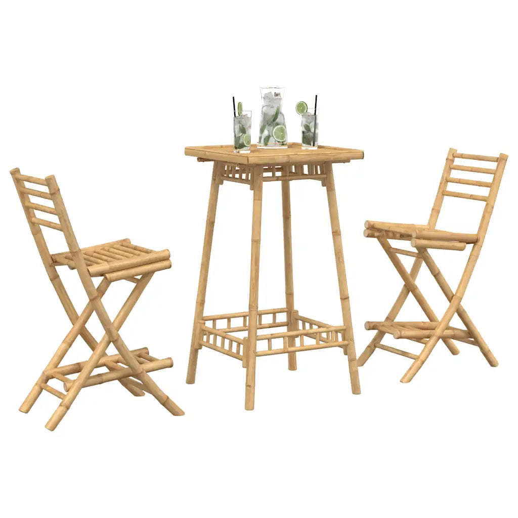 Set Bar da Esterno 3 pz Pieghevole in Bambù 4108232