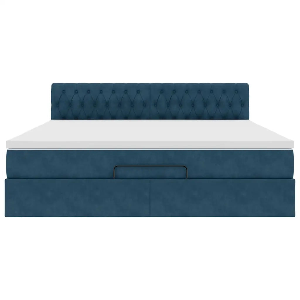Struttura Letto Pouf con Materasso 160x200 cm in Velluto