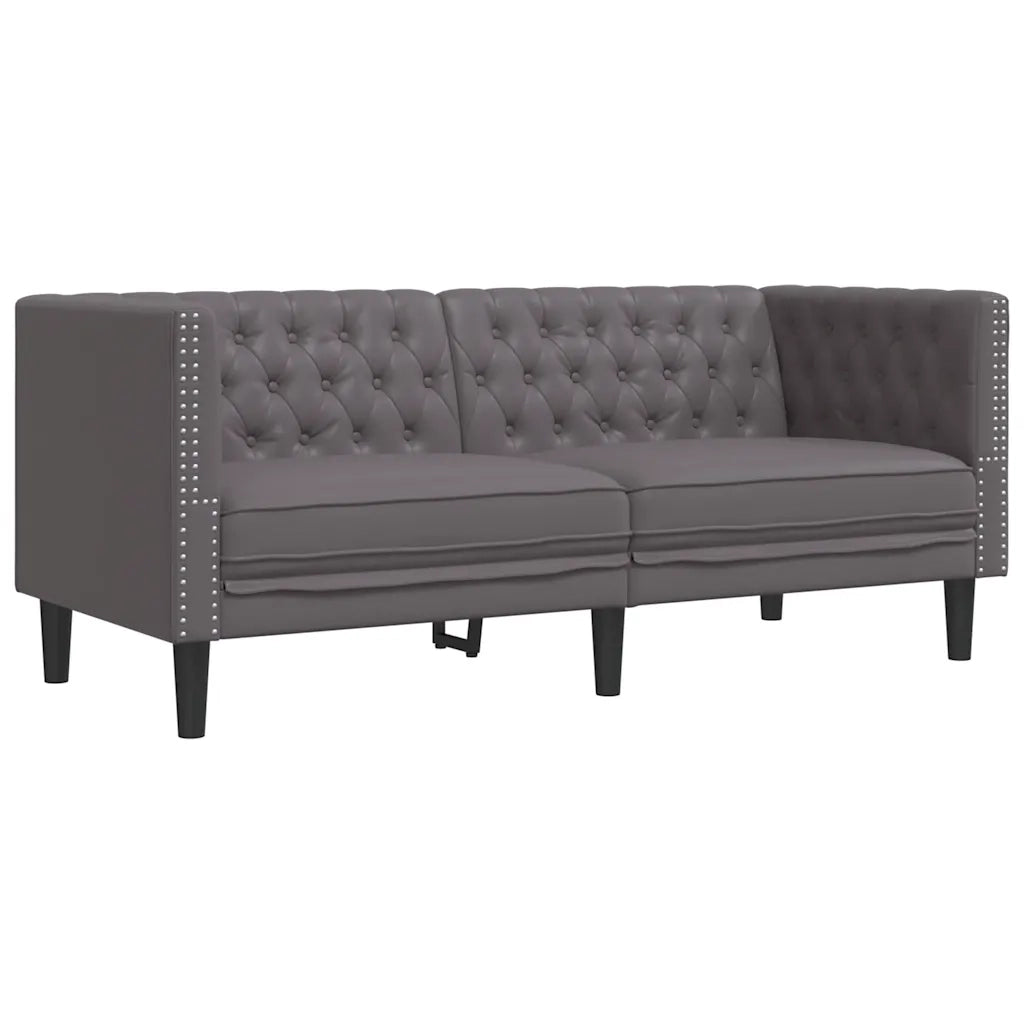 Divano Chesterfield a 2 Posti-Sofa 2 Posti-Divanetto Grigia in Similpelle