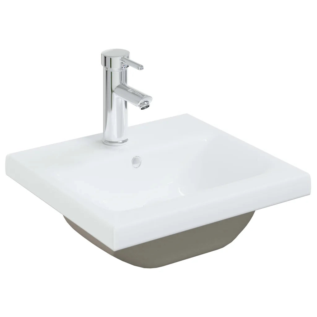 Lavabo da Incasso-Lavandino-Lavello con Rubinetto 42x39x18 cm in Ceramica Bianco