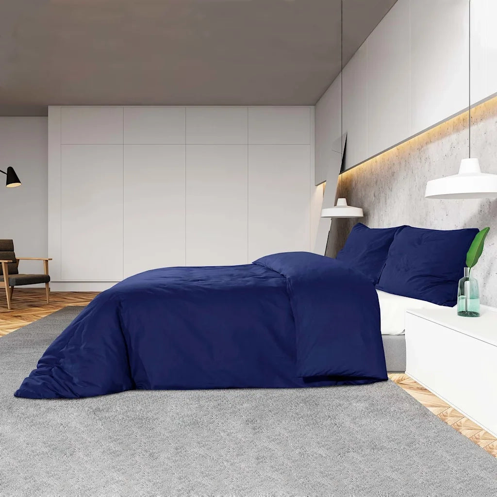 Set Copripiumino Blu Marino 155x220 cm in Microfibra Leggera 136007