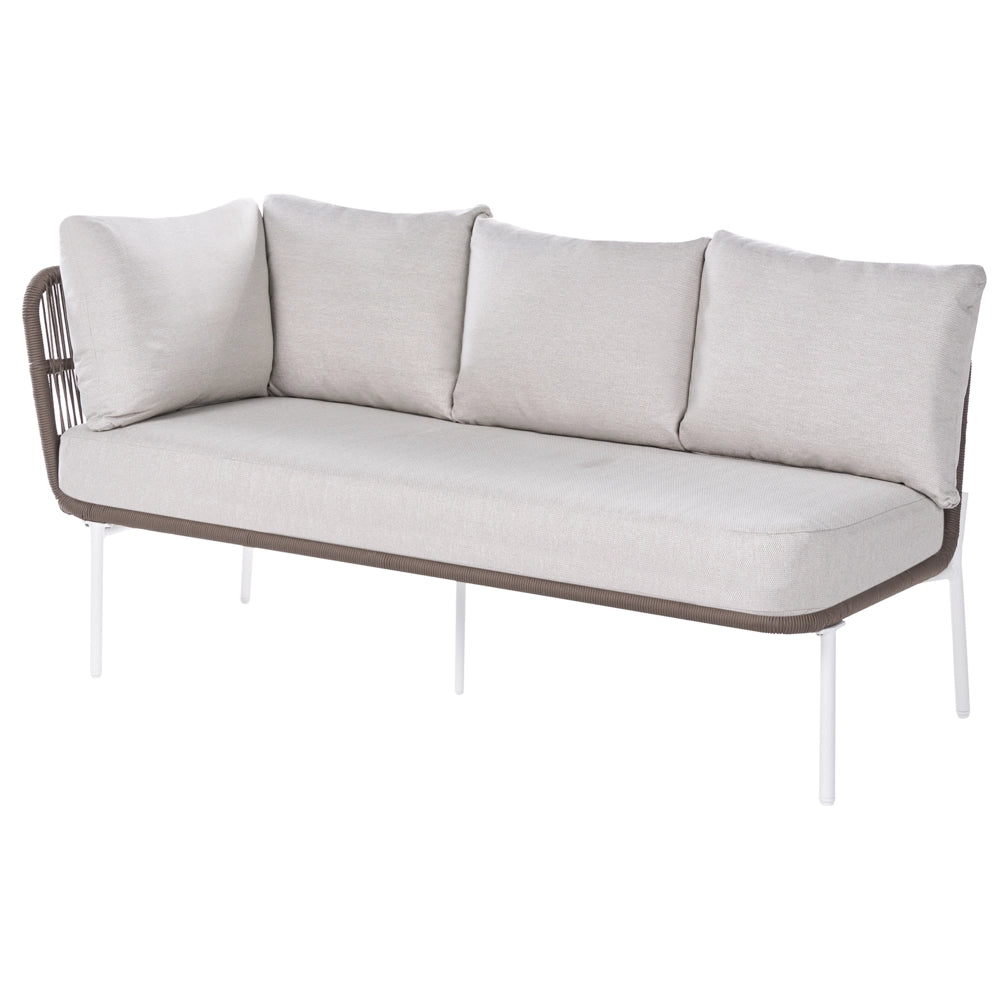 Set da salotto da giardino a 7 posti con divano angolare in corda intrecciata poltrone e 2 tavolini da caffè beige struttura in alluminio