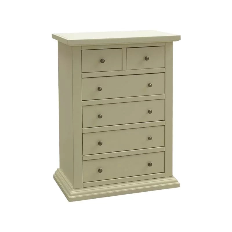 Cassettiera 6 cassetti in legno shabby avorio 62x37x93 - Mobili 2G