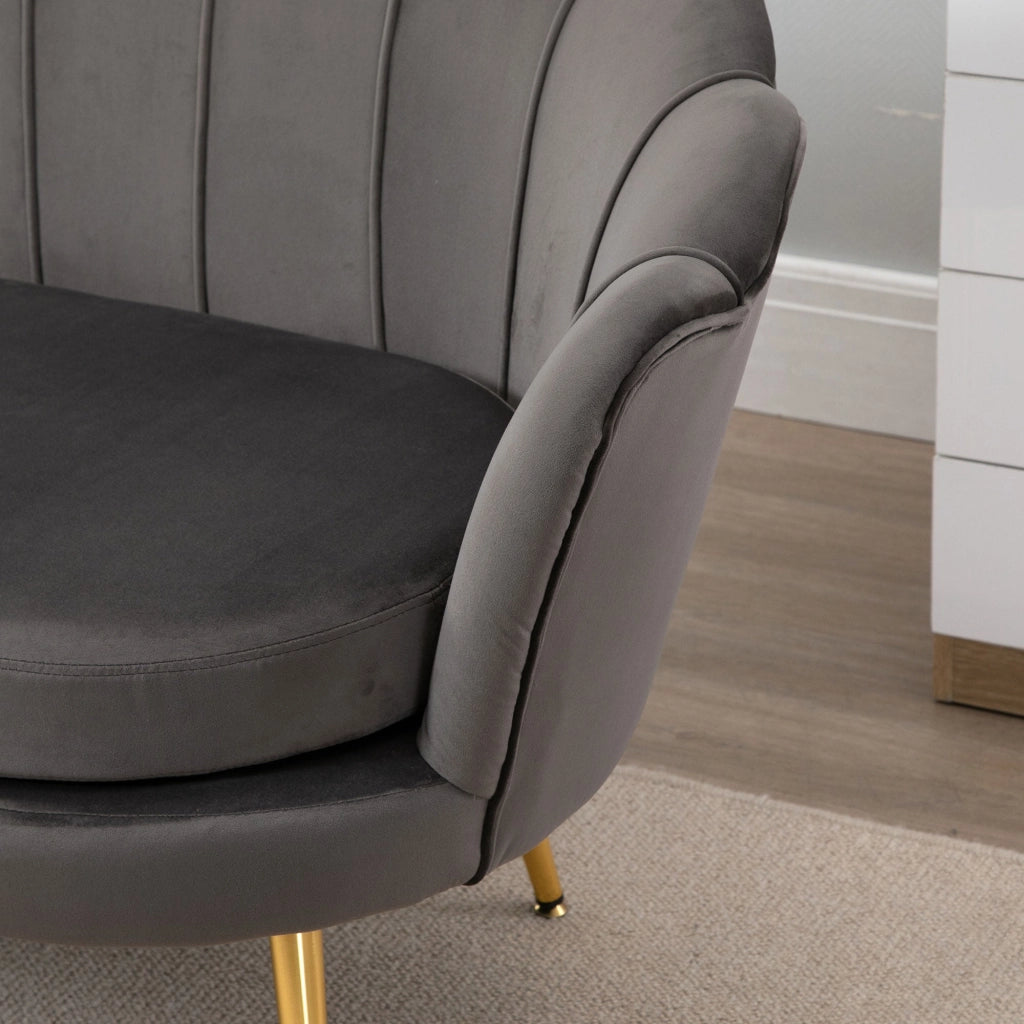 Divano 2 Posti 130x63x73 cm in Velluto Grigio