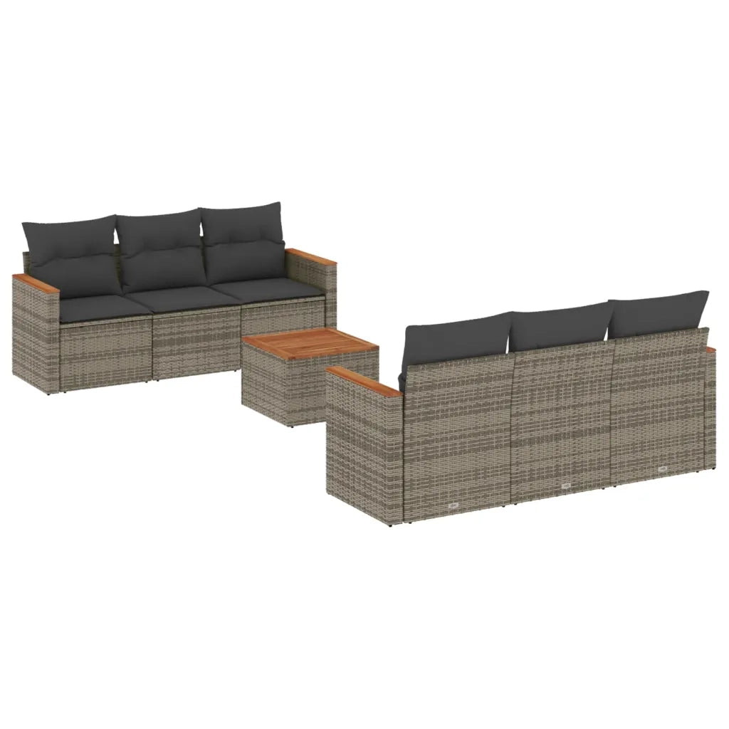 Set Divani da Giardino 7 pz con Cuscini Grigio in Polyrattancod mxl 92717