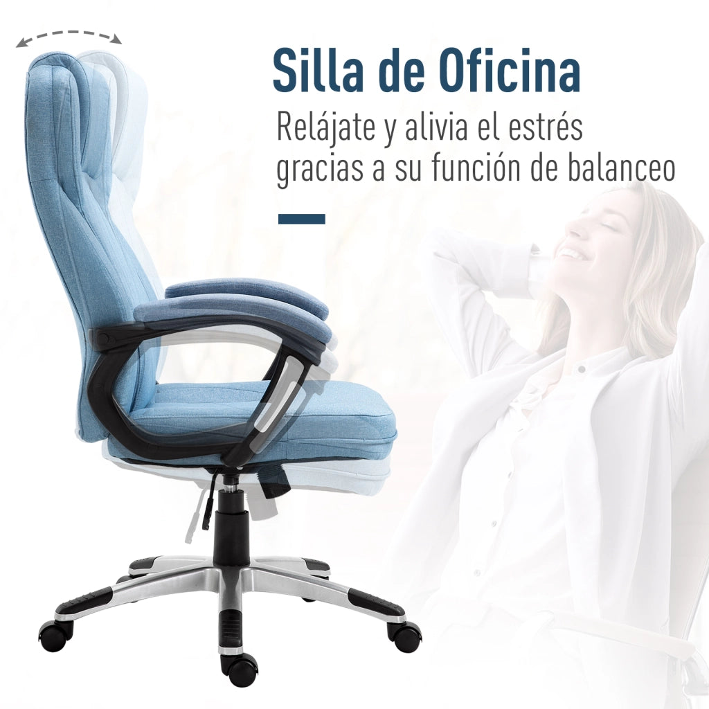 Sedia da ufficio ergonomica con schienale alto ¨C zephmum ¨C 66x75x110-120 cm blu chiaro