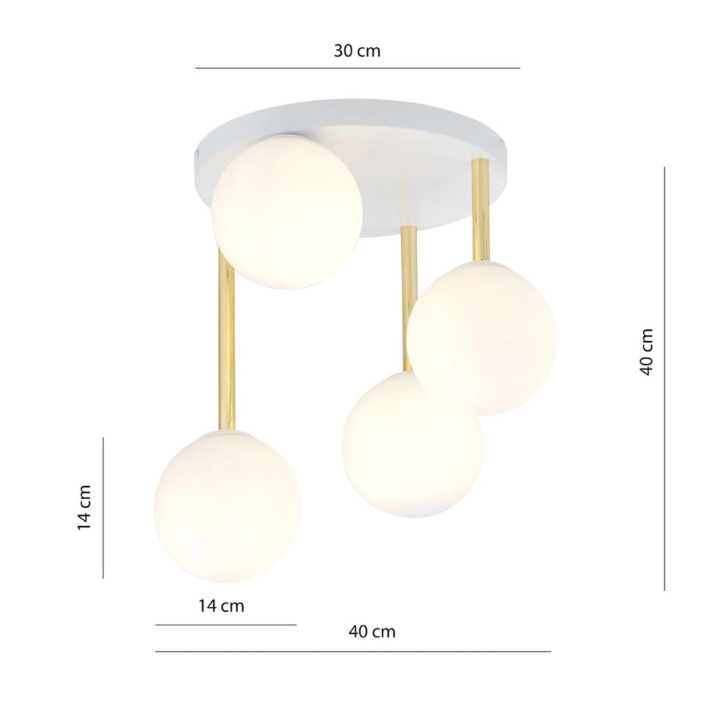 Lampada a sospensione Dolce in acciaio bianco con dettagli oro