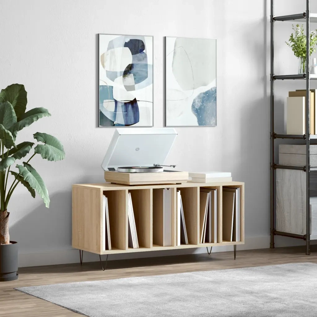 Mobile Porta Dischi Rovere Sonoma 100x38x48cm Legno Multistrato 831751
