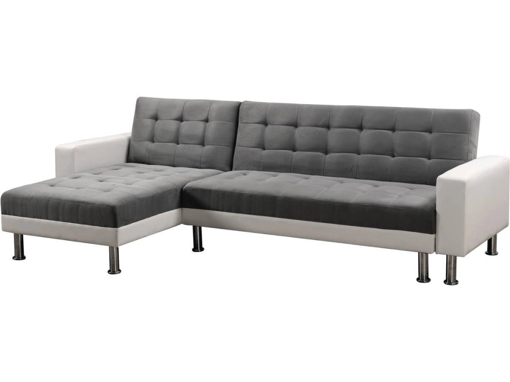 Divano ad angolo convertibile e reversibile  "Theo"  "Theo" -   4 posti - Bianco e Grigio