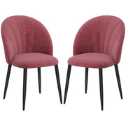 Set 2 Sedie da Pranzo in Velluto Imbottite 52x54x79 cm con Gambe in Metallo Rosso Antico