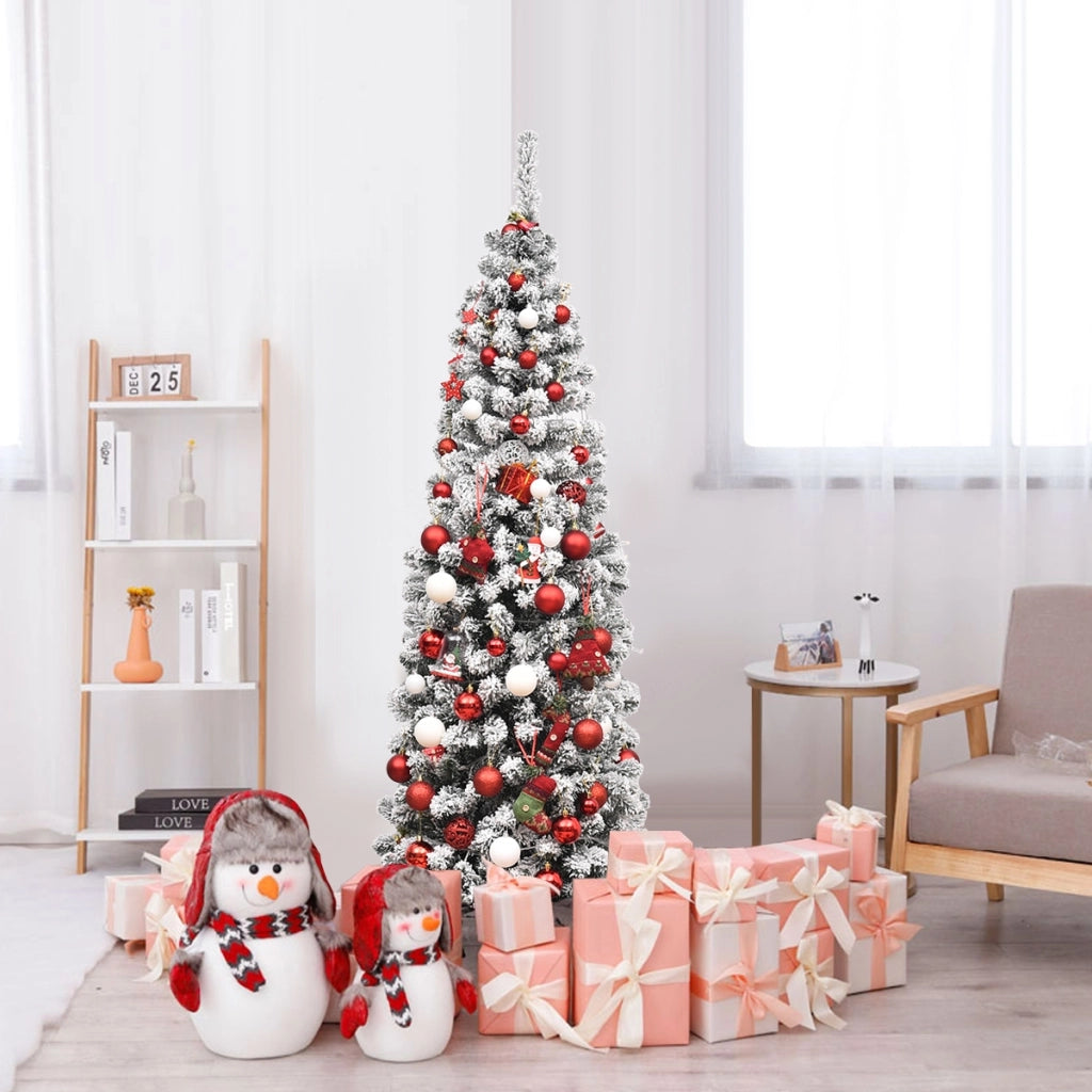Albero di Natale 180 cm con 250 luci LED calde, Abete artificiale innevato illuminato-Alberi di Natale