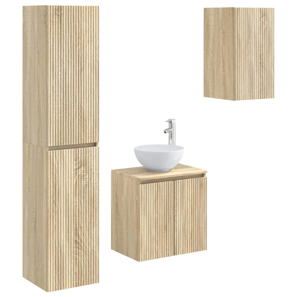 Set di mobili per il bagno 3 pz Rovere Sonoma 3406065