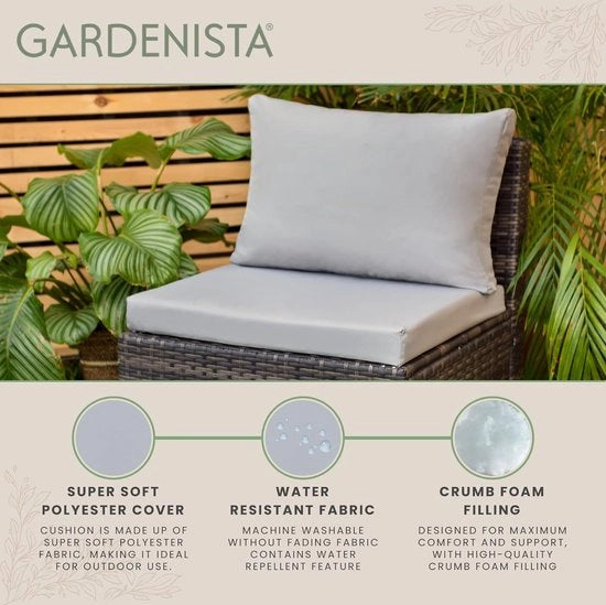 Cuscino da Esterno per Mobili di Rattan, Cuscino per Mobili da Giardino, Piuma Idrorepellente per Patio, Comodo e Leggero, 52 x 40 x 10 cm (Cuscino di Supporto Grigio)