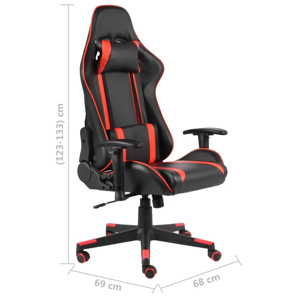 Sedia da Gaming | Sedia da e-sports Girevole Rossa in PVC