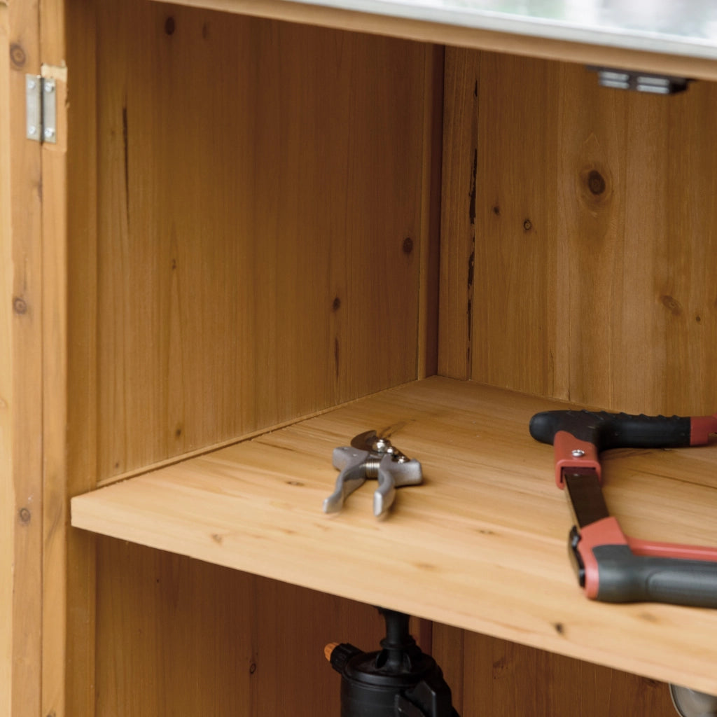 Tavolo da giardinaggio con ripiano e armadio ¨C zephmum ¨C legno di cedro, grigio, 120x60x80