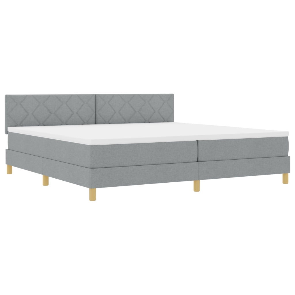 Letto a Box Spring con Materasso e LED Grigio Chiaro 200x200 cm Tessuto