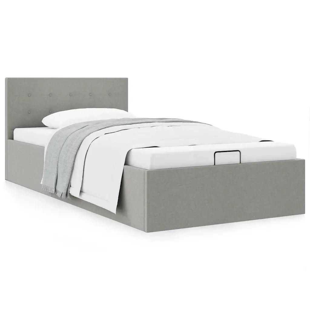 Giroletto Idraulico Contenitore-Struttura Letto Grigio Chiaro Tessuto 90x200cm