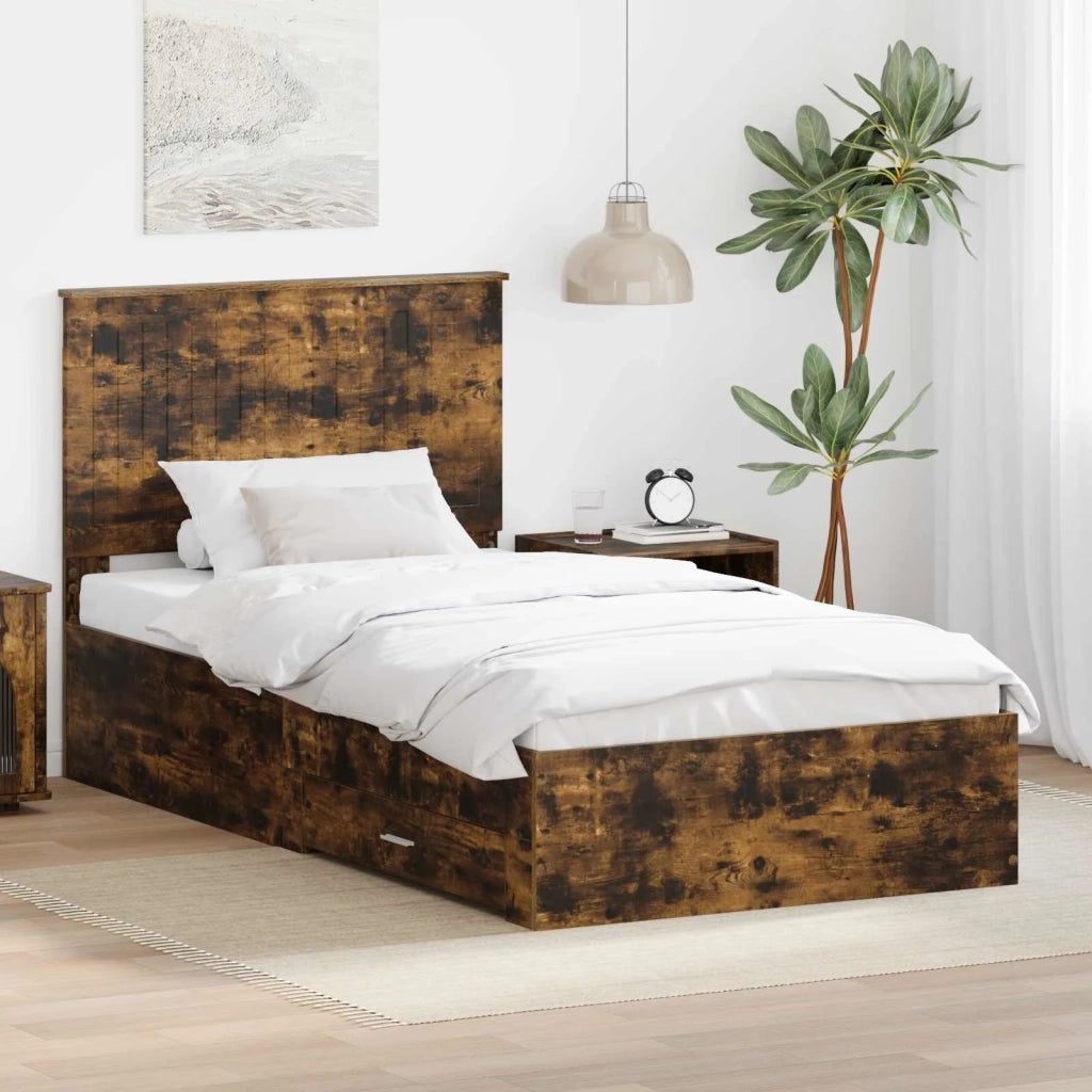 Struttura del letto Rovere fumé 100 x 200 cm Legno multistrato 3411345