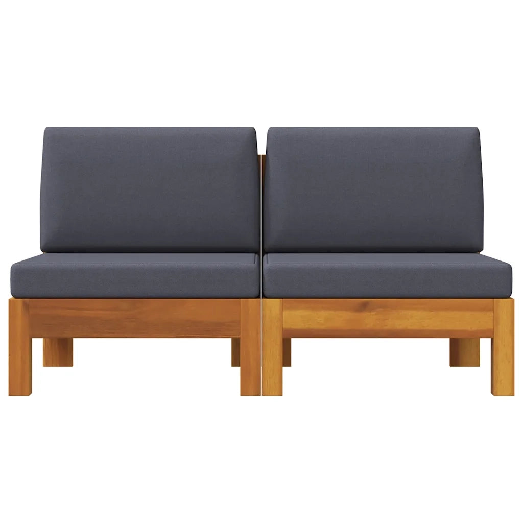 Divani Centrali 2 pz con Cuscini Grigio Scuro Massello Acacia  cod mxl 77799
