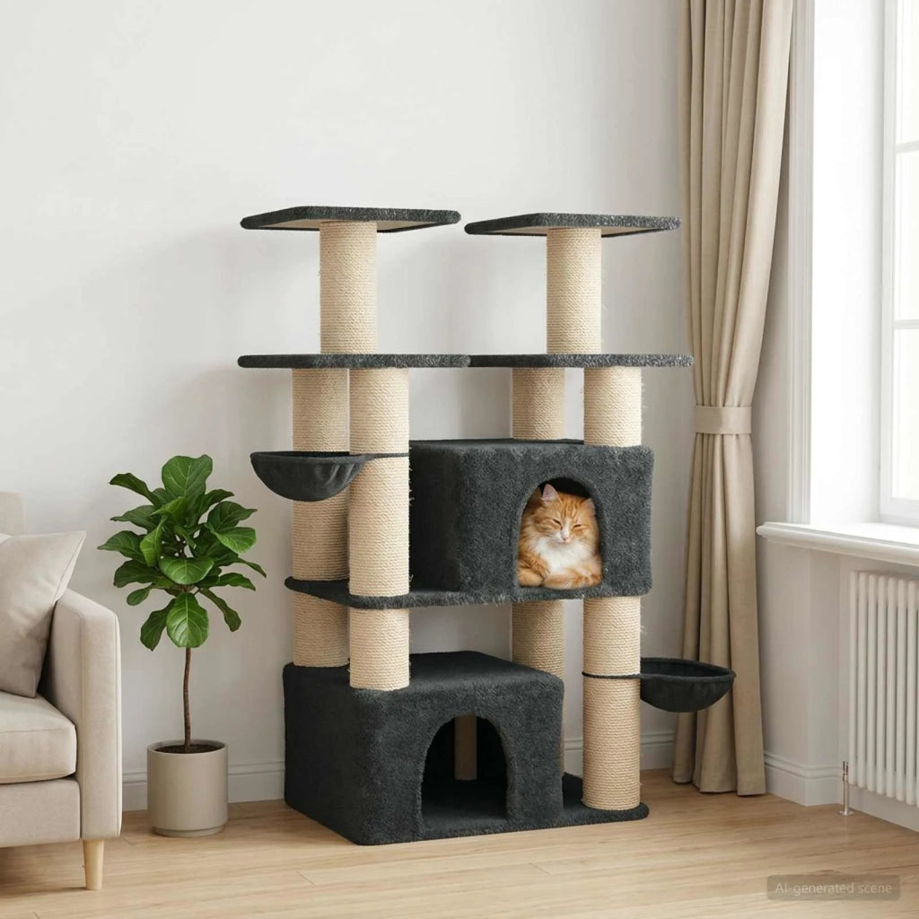 Albero per gatti con pali per graffiare in sisal 2 pz 147 cm 3422902