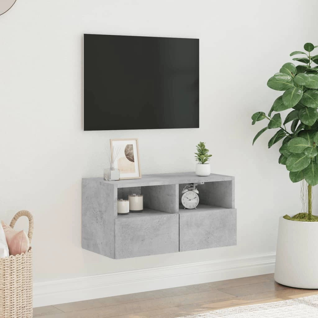 Mobile TV a Parete Grigio Cemento 60x30x30 cm Legno Multistratocod mxl 134055