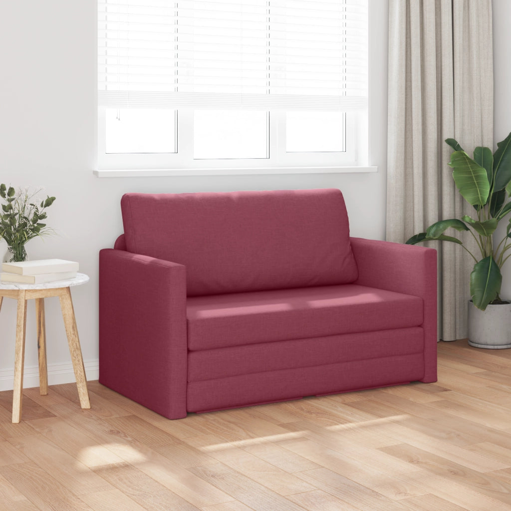 Divano letto piso 2 in 1 rosso vino 124x71x78 cm stoffa