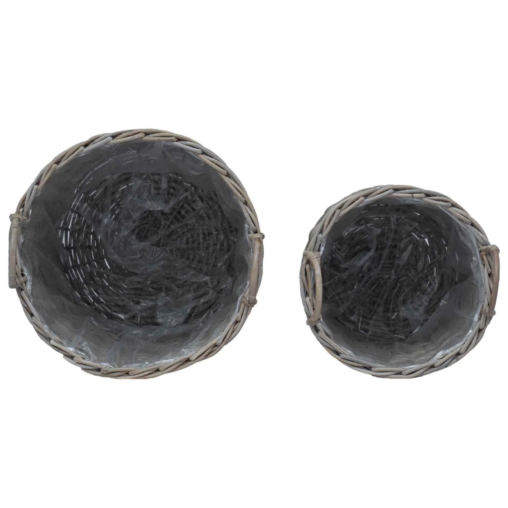 Cestino per piante con archiviazione 2 pcs Grigio Rattan Lacak 42020951