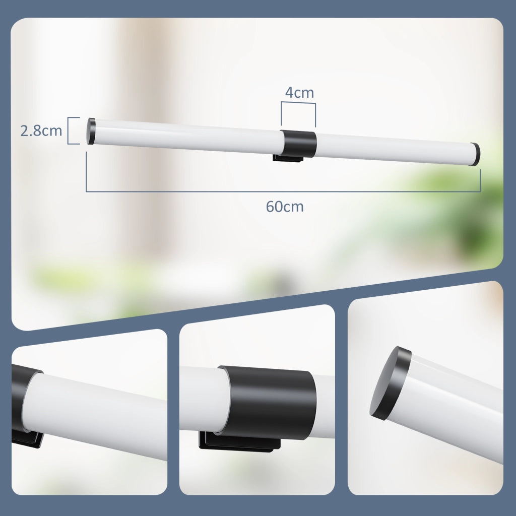 ZMH Lampada da Bagno LED sopra Specchio 8W 60 cm Nera IP44 Luce Neutra Moderna per Armadio da Cantina Cucina