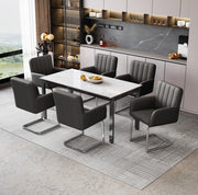 Set di 6 sedie da pranzo ergonomiche in similpelle e metallo nere