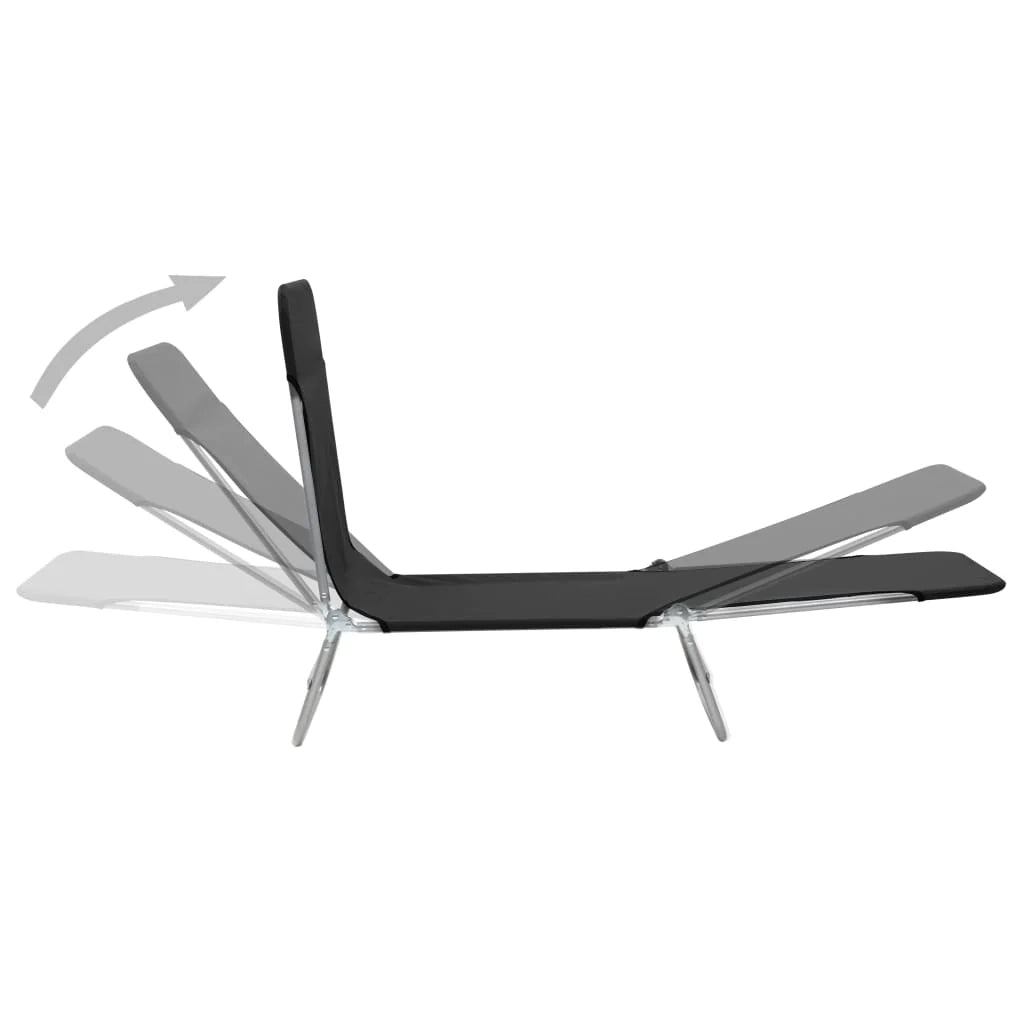 Lettini prendisole pieghevoli 182 cm 2 pezzi acciaio e tessuto nero 02_0011936