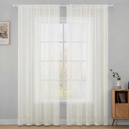 Set di tende di voile trasparenti - decorazione di Natale - set da 2 - avorio - 175 x 140 cm