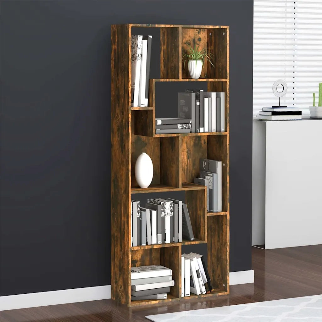 Libreria-Scaffale per Libri-Mobile di Stoccaggio Rovere Fumo 67x24x161 cm in Legno Multistrato