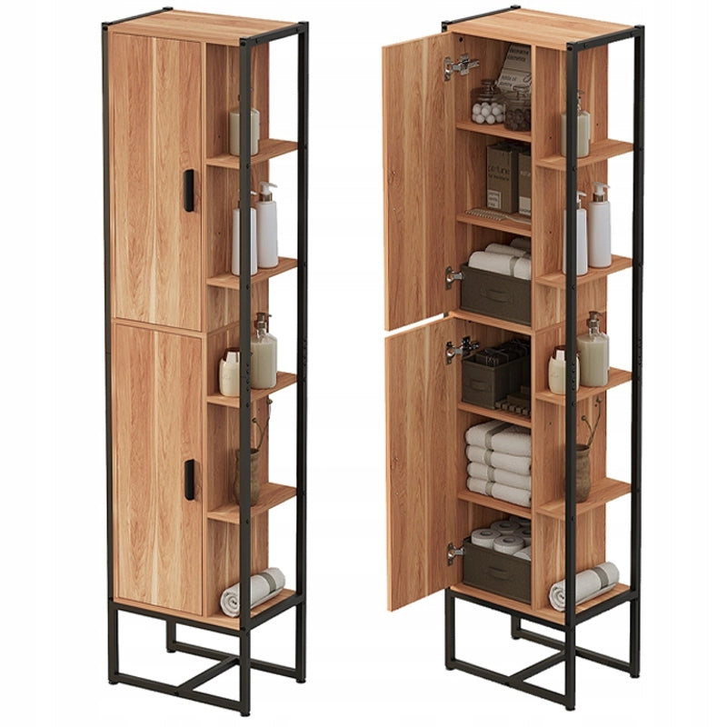 Mobile da bagno a colonna alto, stile loft industriale, moderno, marrone chiaro