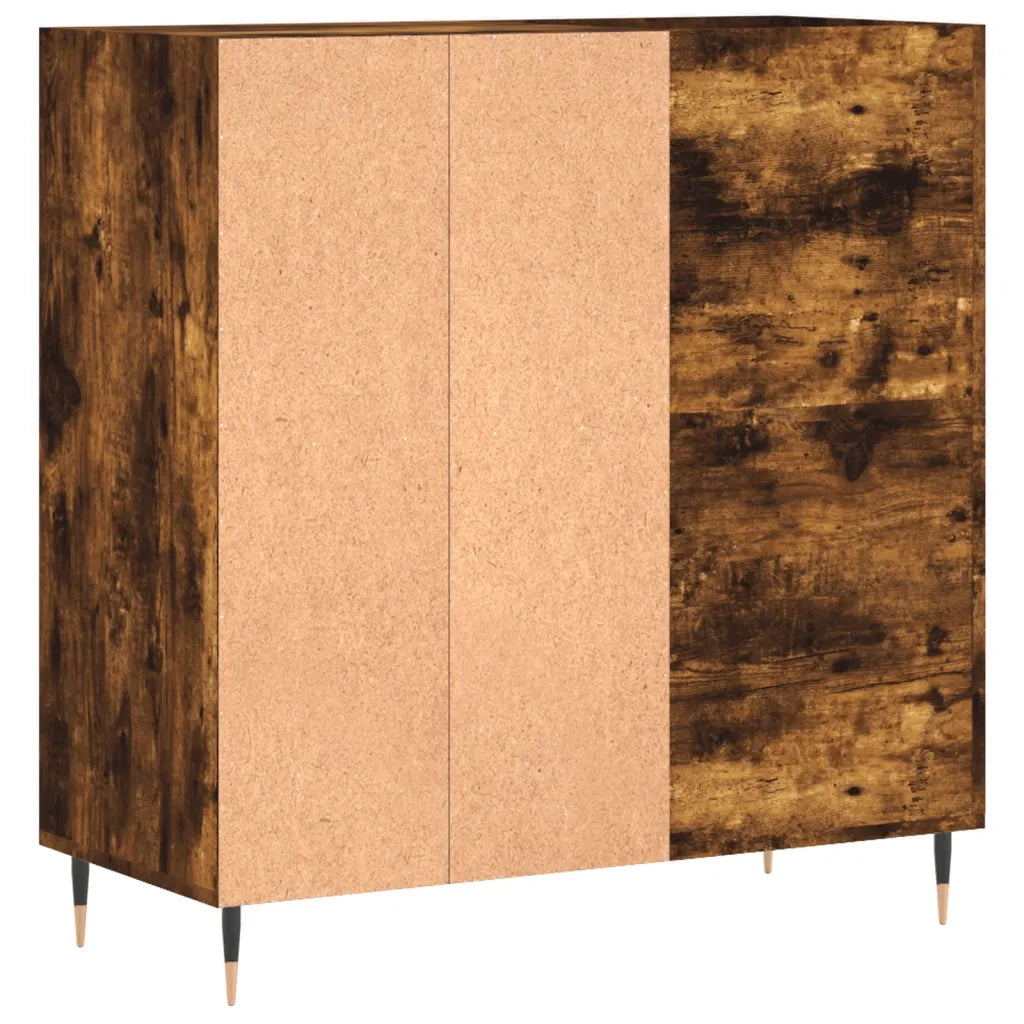 Mobile portadischi classico e pratico 84,5 x 38 x 89 cm robusto stile industriale legno di rovere affumicato 02_0049164