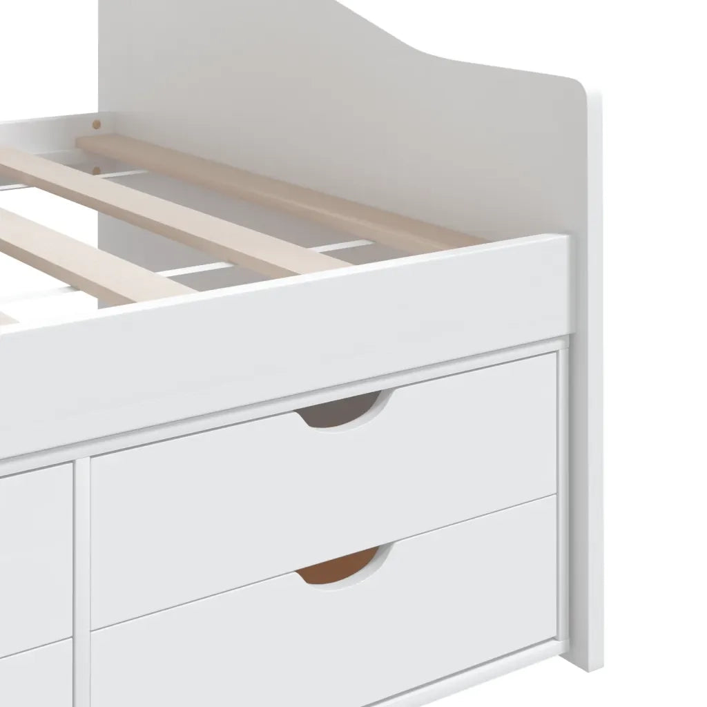 Divano Letto 3 Posti con Cassetti Bianco Pino Massello 90x200cm