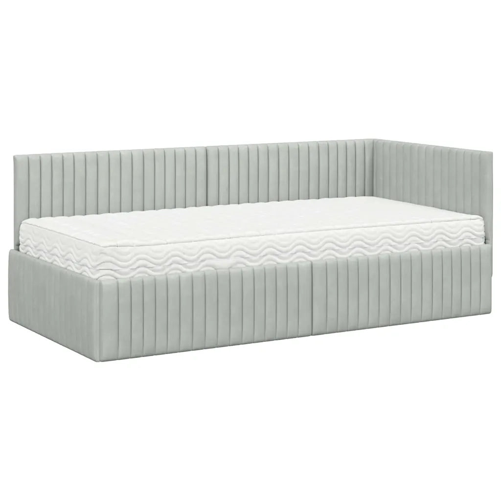 Struttura Letto Angolare con Materasso 2 pcs Grigio chiaro 3393808