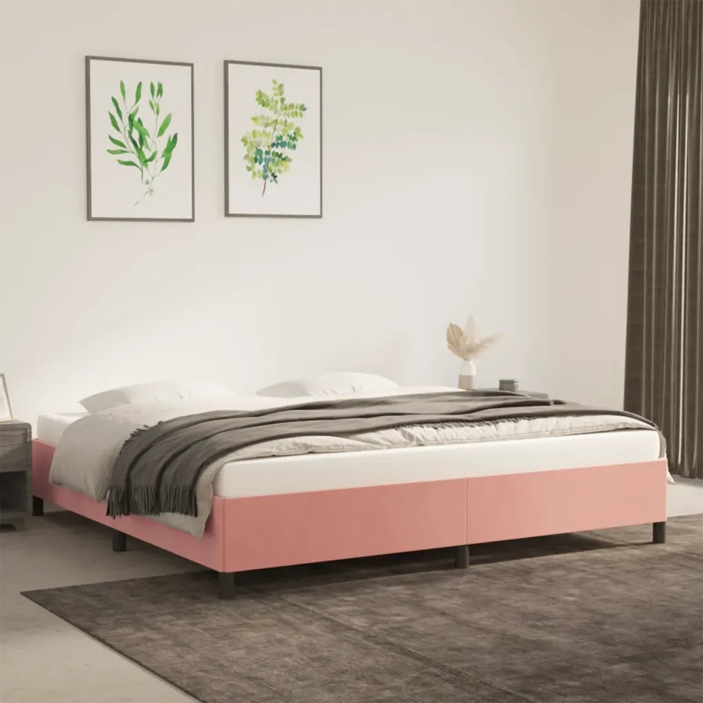 Letto matrimoniale | Letto per adulti | Giroletto Rosa 200x200 cm in Velluto