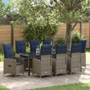 Set da Pranzo per Giardino con cuscino 9 pcs Nero polyrattan 3379666