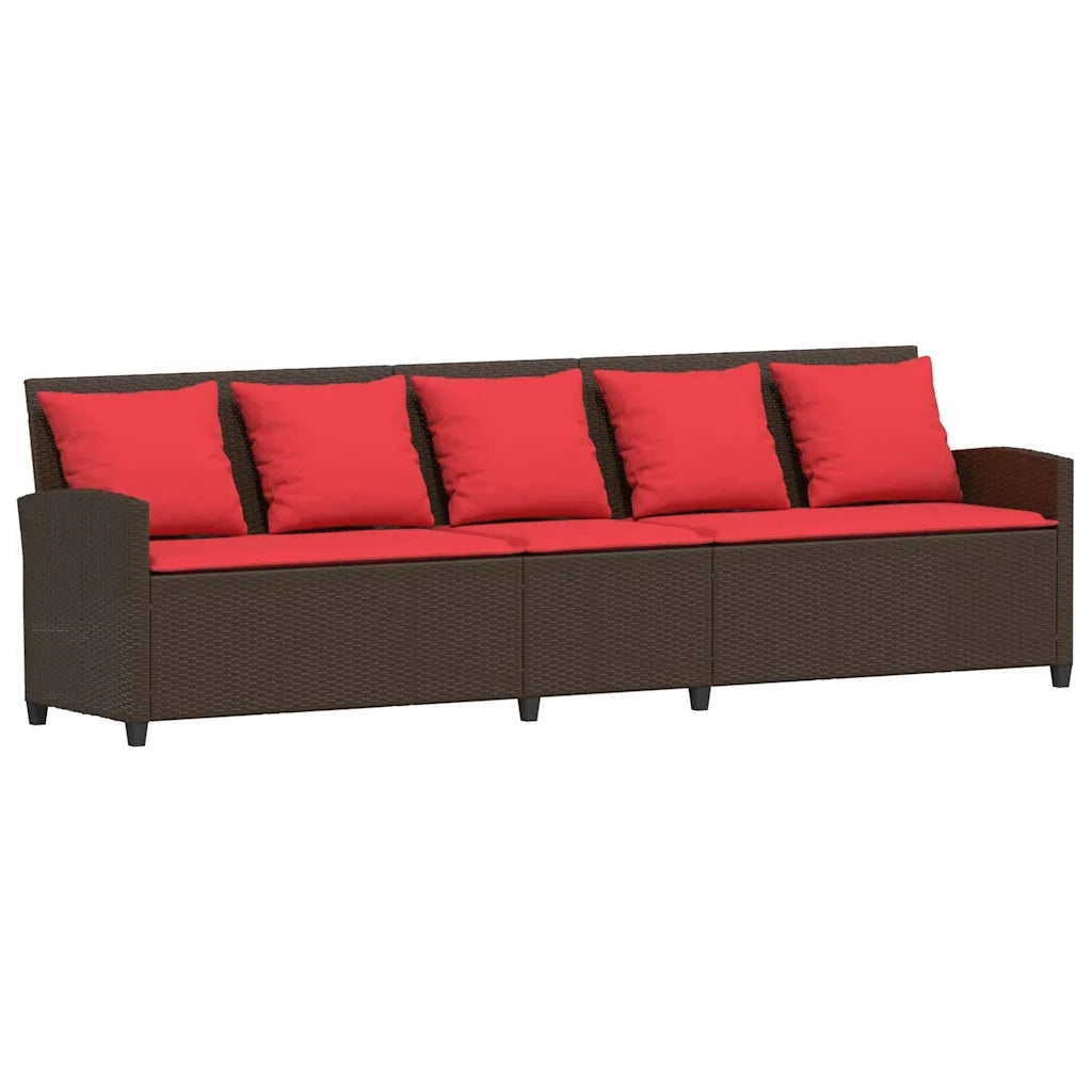 vidaXL Divano da Giardino con Cuscini in Polyrattan Marrone