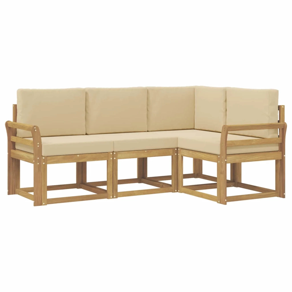 Set di divani da esterno con cuscino 4 pcs Bianco e Beige
