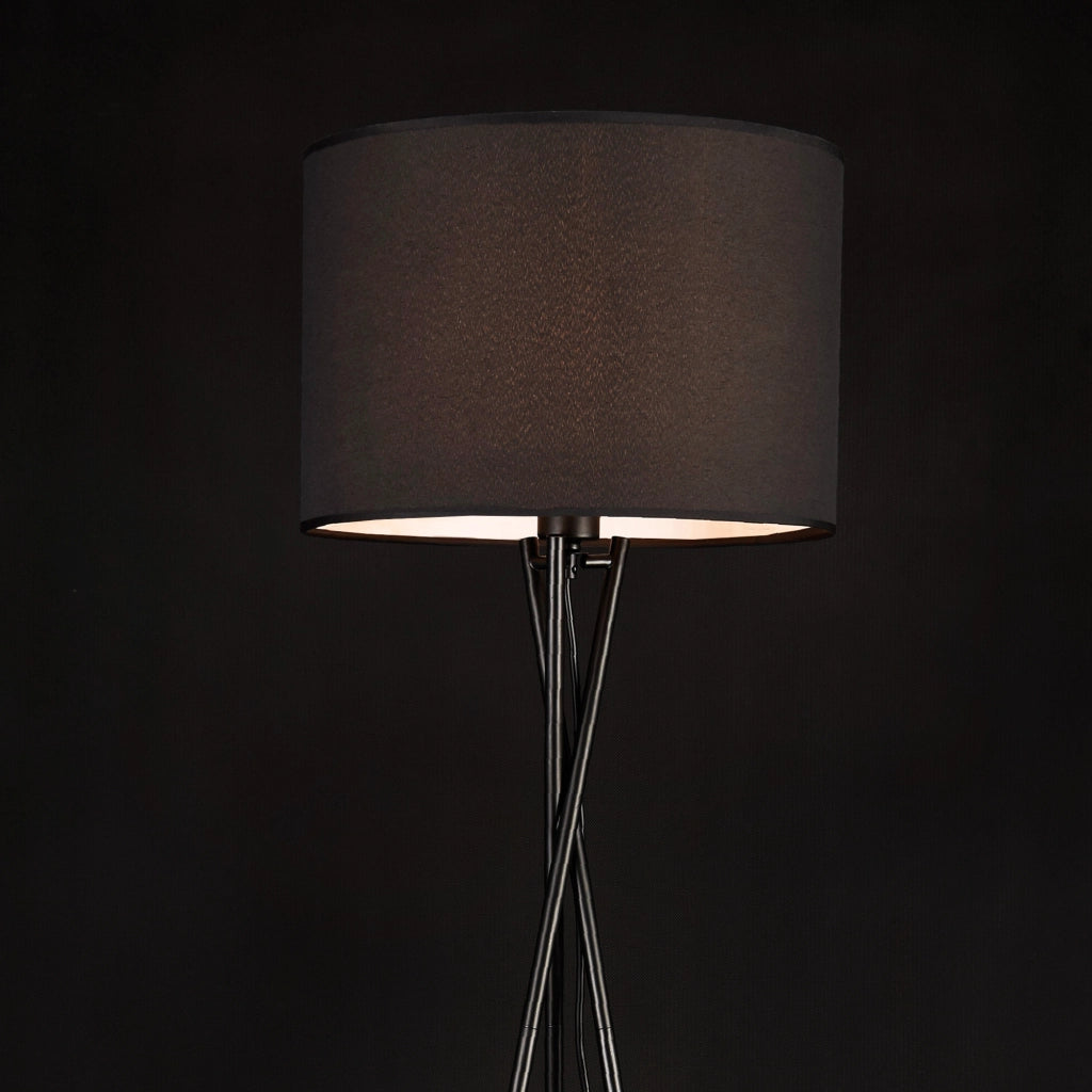 Lampada da Terra Grenoble con Paralume in Tessuto e Struttura a Treppiede in Metallo - Nero lux.pro