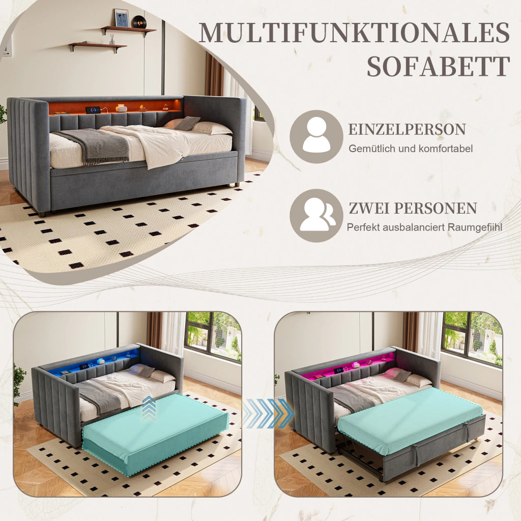 Divano letto multifunzione velluto 90x190 cm